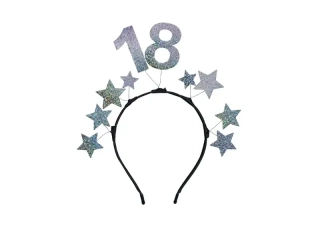 Čelenka s hvězdami 18. narozeniny stříbrná