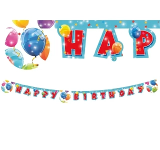 Narozeninový banner Happy Birthday - Balónky