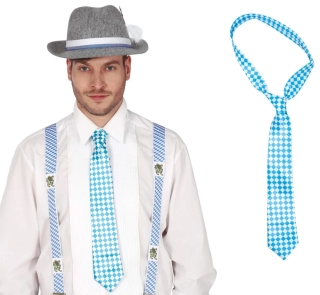 Oktoberfest modrá kostkovaná kravata