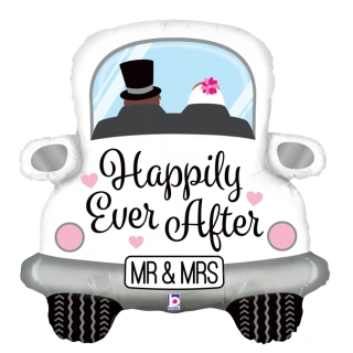 Fóliový balónek Auto Mr & Mrs 79cm