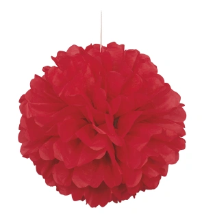 Dekorační závěsný pom pom červený, 40cm
