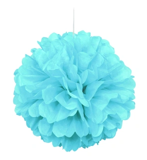 Dekorační závěsný pom pom pudrově modrý 40cm