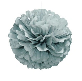 Dekorační závěsný pom pom stříbrný, 40cm