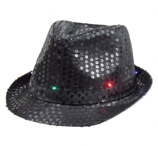 Disco klobouk černý s LED světlem