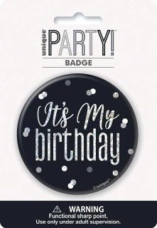 Narozeniná brož "Its my birthday" černá s tečkami