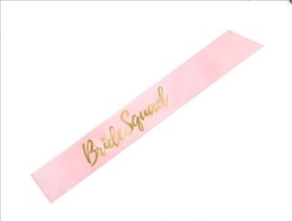 Satinová šerpa "Bride squad" světle růžová