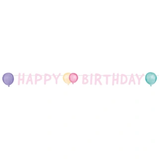 Party nápis Pastel Balloons Happy Birthday 150 cm