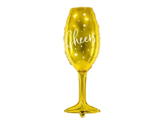 Foliový balonek sklenka sektu - zlatá Cheers 80 cm