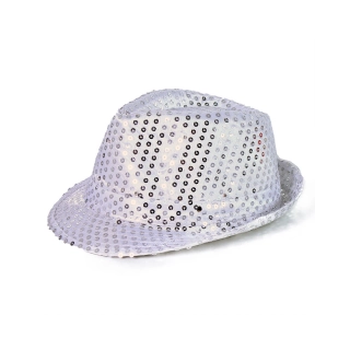 Disco klobouk stříbrný s LED světlem
