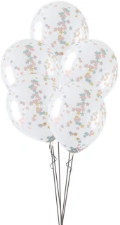 Balónek transparentní 41cm potisk - barevné hvězdy, 5ks