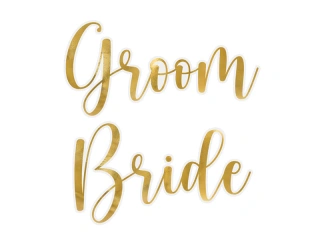 Samolepky na sklenky zlaté - Bride a Groom