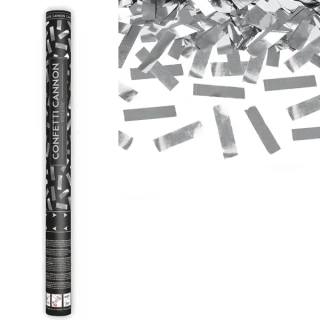 Vystřelovací konfety - stříbrné metalické pásky 60 cm