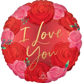 Fóliový balonek kruh z růží I love you 45cm