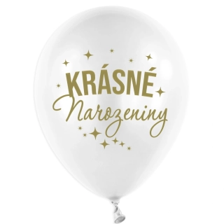 Latexový balonek bílý - Krásné narozeniny