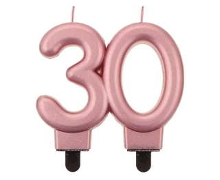 Svíčka narozeninová číslice 30 metalická rosegold