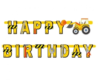 Papírová girlanda Staveniště - Happy Birthday