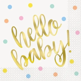 Papírové ubrousky "Hello baby" puntíky