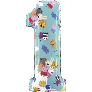 Foliová číslice - Prasátko Peppa 1 - 66 cm