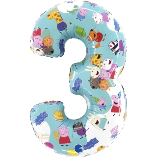 Foliová číslice - Prasátko Peppa 3 - 66 cm