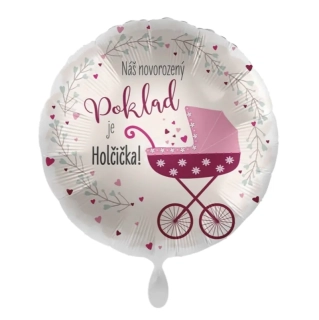 Fóliový balónek Narozený poklad holčička CZ - 43cm