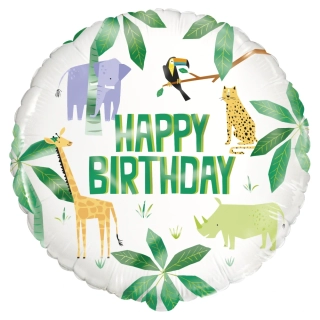 Fóliový balonek Safari zvířátka Happy Birthday 45 cm