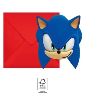 Party pozvánky a obálky Sonic 6ks