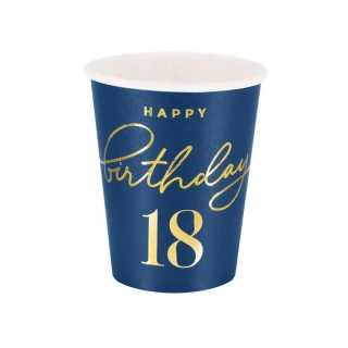 Papírové kelímky 18. narozeniny - Royal blue 6 ks