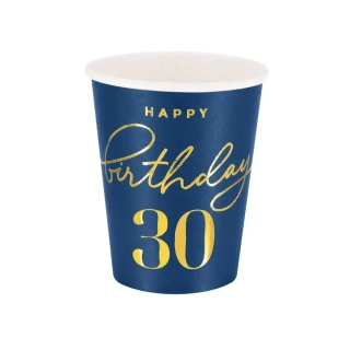 Papírové kelímky 30. narozeniny - Royal blue 6 ks