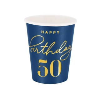 Papírové kelímky 50. narozeniny - Royal blue 6 ks