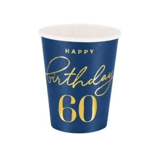 Papírové kelímky 60. narozeniny - Royal blue 6 ks