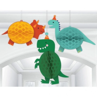 Závěsná dekorace pom pomy Happy Dino 3 ks