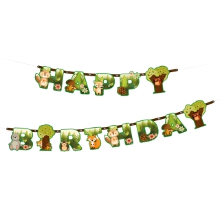 Narozeninový nápis Happy Birthday Lesní kamarádi 2,1 m