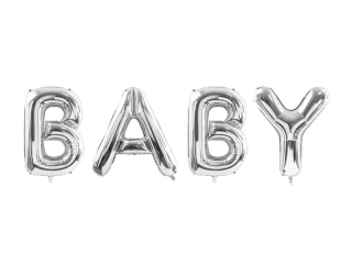 Fóliový balonkový nápis BABY stříbrný 262 x 86 cm