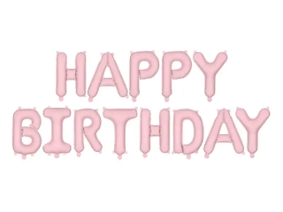 Foliový nápis HAPPY BIRTHDAY v pastelové růžové barvě 340 x 35 cm