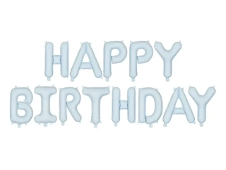 Foliový nápis HAPPY BIRTHDAY v pastelové modré barvě 340 x 35 cm
