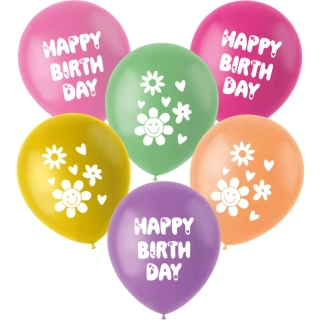 Latexové balónky boho Happy Birthday 6 ks