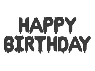 Foliový nápis HAPPY BIRTHDAY v černé barvě 340 x 35 cm