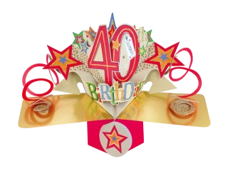 Narozeninové 3D přání Pop Up 40. narozeniny