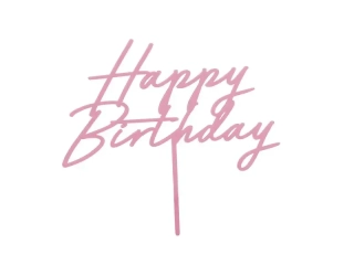 Zápich na dort Happy birthday růžový