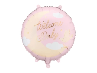 Fóliový balonek světle růžový Welcome Baby 45cm