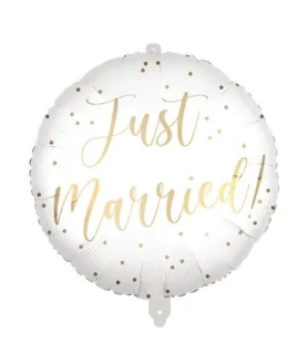 Fóliový balonek kruh Just Married bílý 46 cm