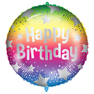 Fóliový balonek Happy Birthday duhový 46 cm