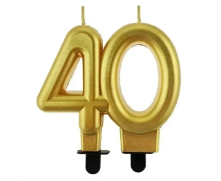 Svíčka narozeninová číslice 40 metalická zlatá