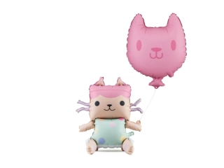 Foliové balonky Gábinin kouzelný domek Baby box s růžovou kočkou 2 ks