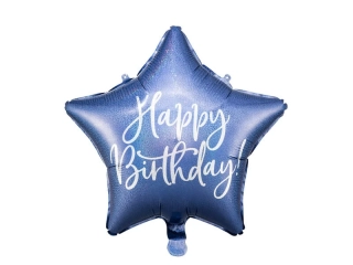 Foliový balonek Happy Birthday Modrá Hvězda 40 cm