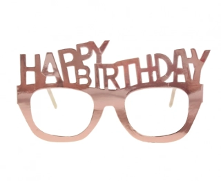 Papírové brýle rose gold Happy Birthday 4 ks