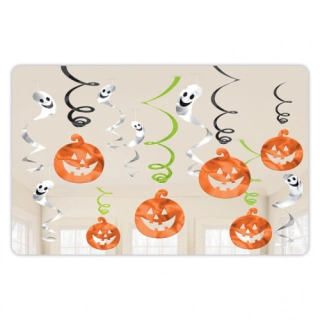 Závěsné spirály Halloween dýně a duch 12 ks