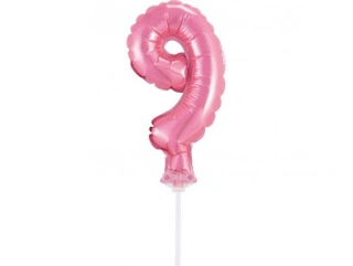 ČÍSLICE NA DORT nafukovací - 9 růžová, 13cm