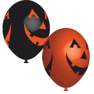 Latexové balonky černé a oranžové dýně 28cm - 6ks