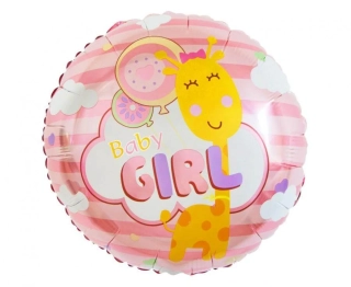 Foliový balonek žirafa Baby girl 45cm